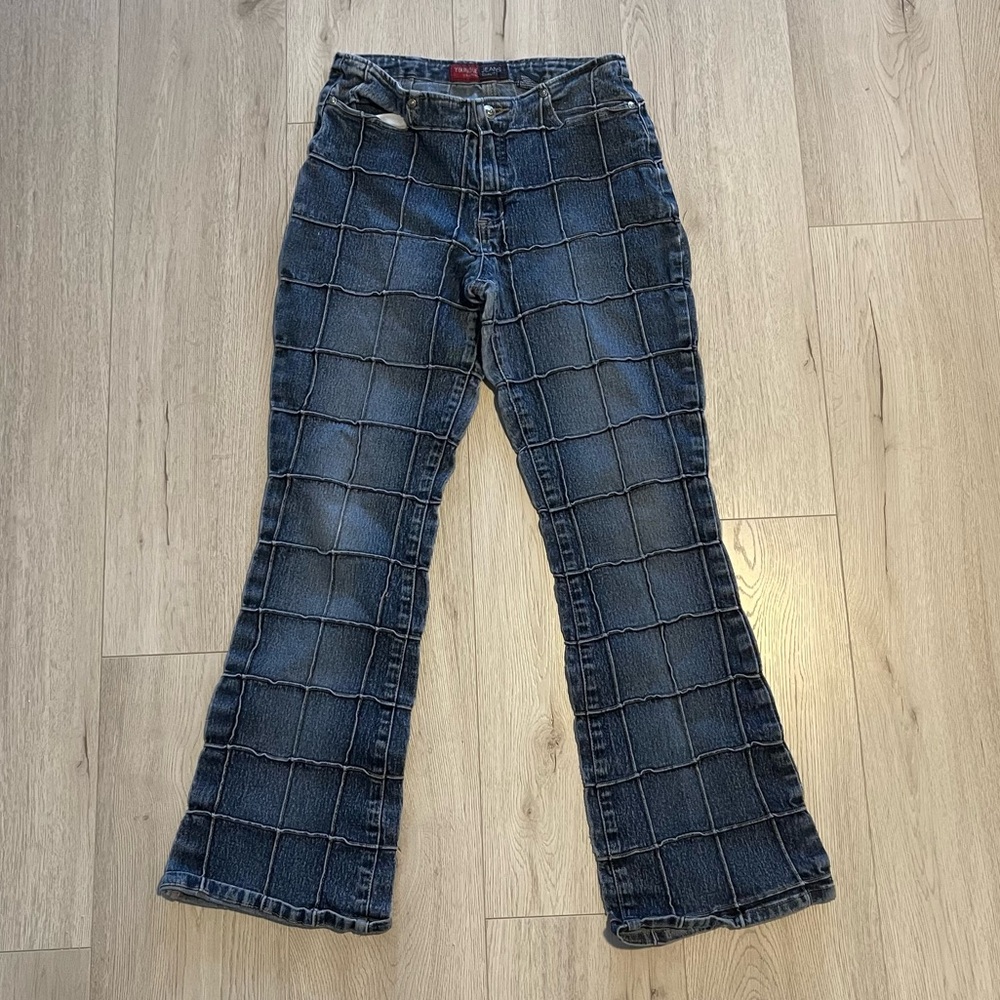 Vintage Grid Flared Jeans